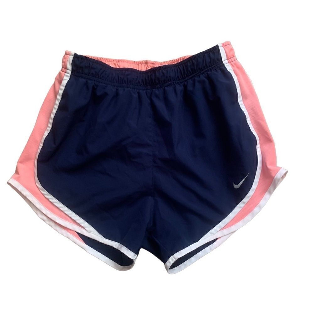 Nike Dri-Fit Navy Blue & Pink Mesh Lined Tempo Running Shorts Size Small